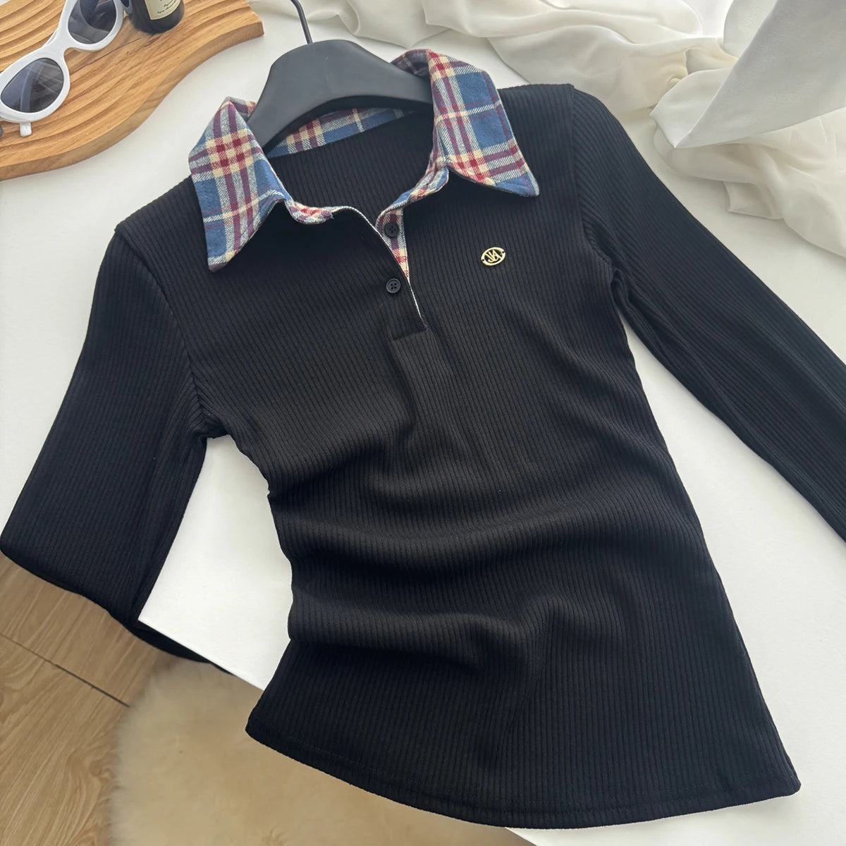 Plaid Collar Preppy Sweater