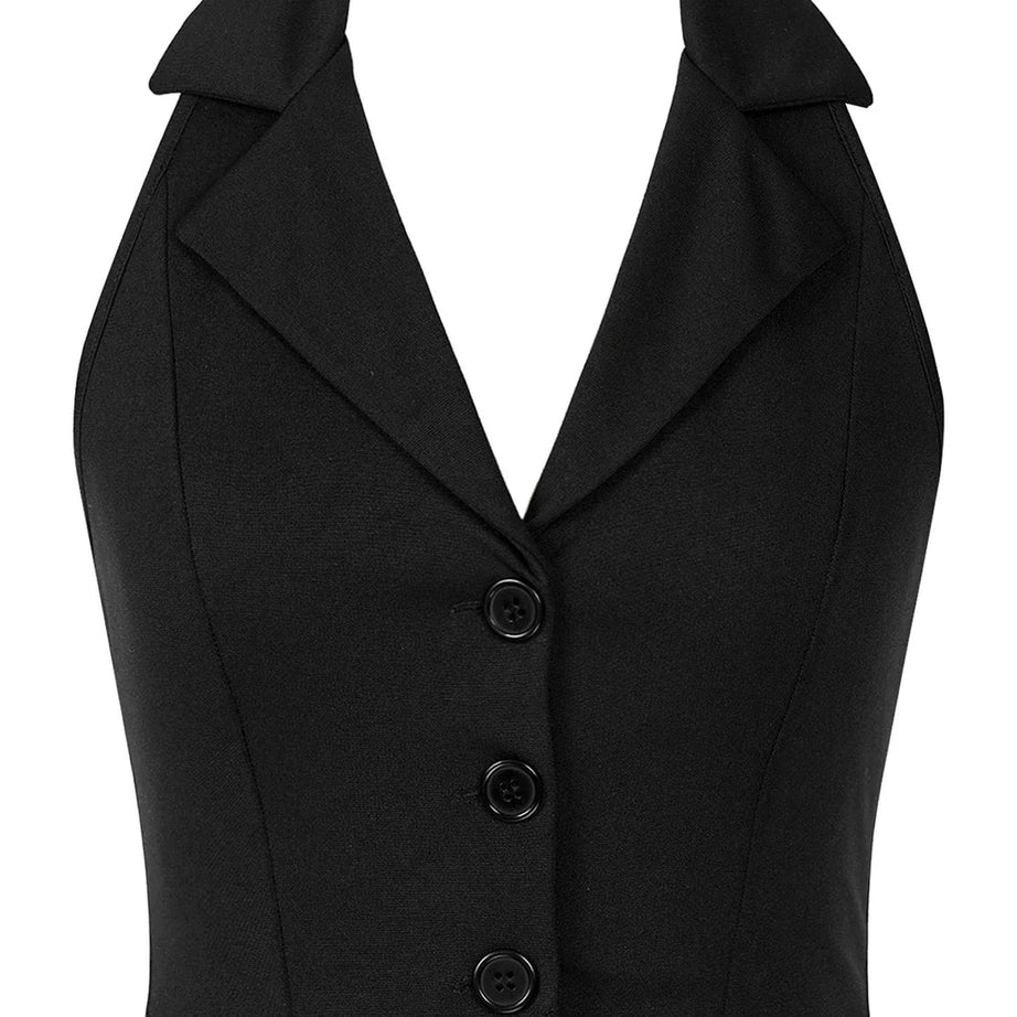 Y2k Women's Vests Halter Neck V-Neck Office Ladies Crop Tops Formal Elegant OL Waistcoat Suits Vest Business Work Wear Mujer
