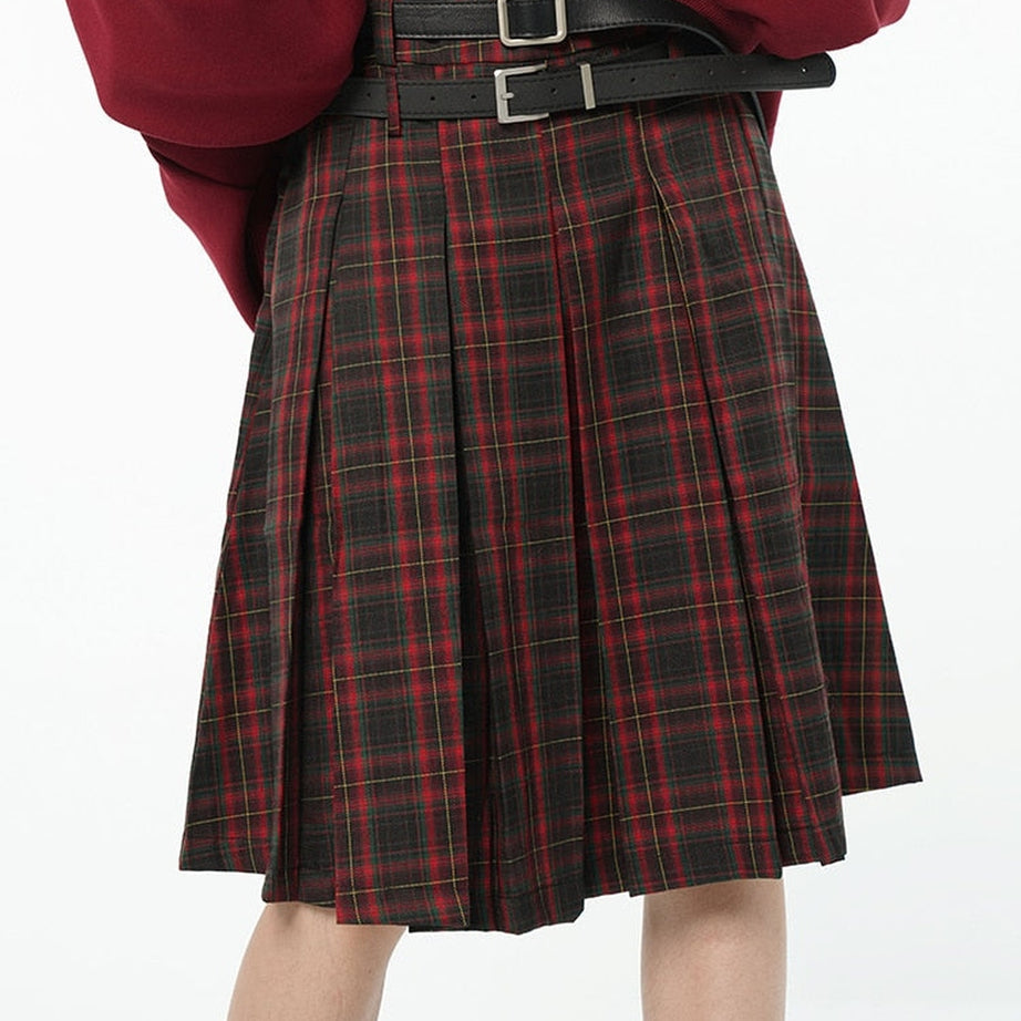 Y2k Red Plaid A-Line Skirt