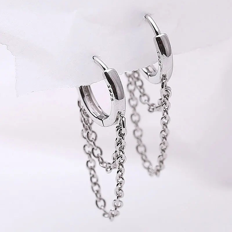Double Chain Hoop Earrings