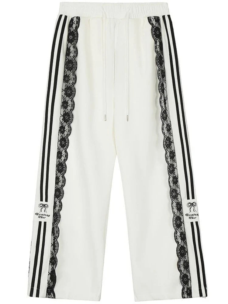 Ribbon Edge Lace Track Pants
