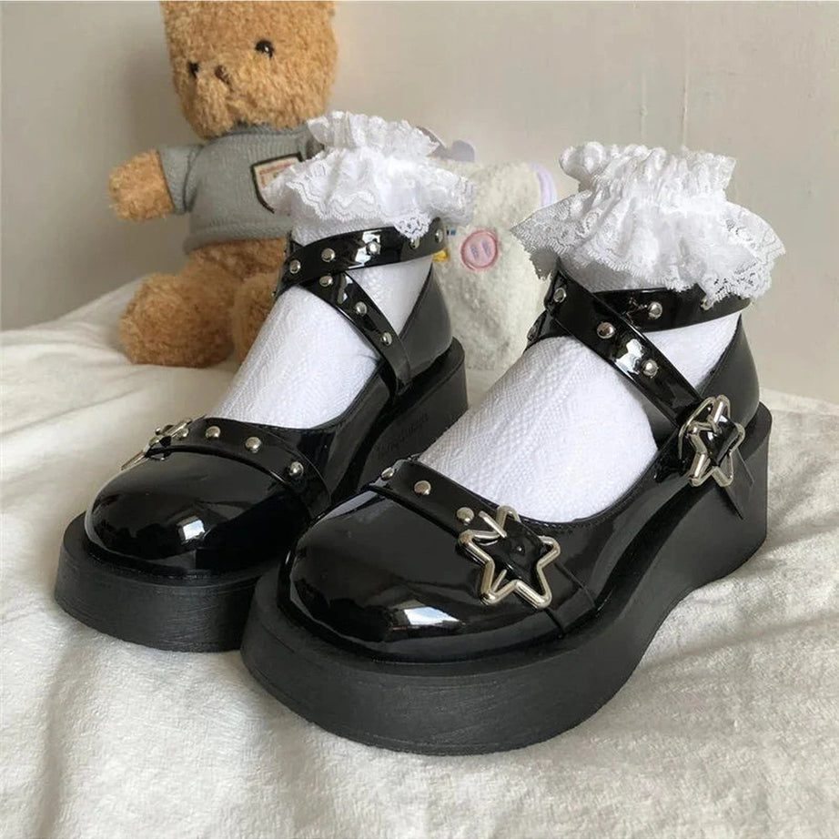 Starry Goth Platform Mary Janes Shoes