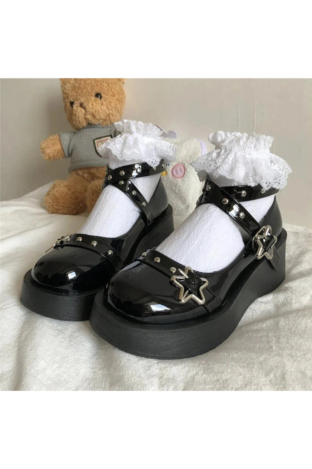 Starry Goth Platform Mary Janes Shoes