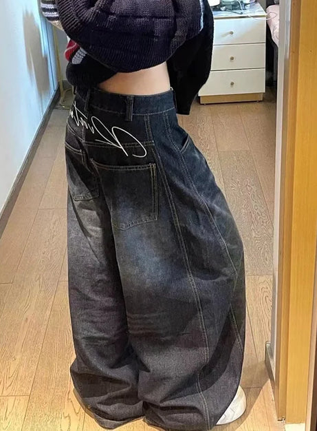 Midnight Graffiti Baggy Jeans