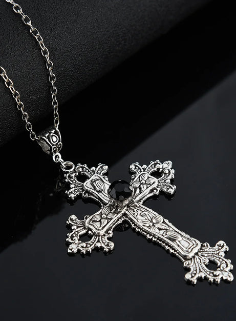 Gothic Bloodstone Cross Necklace