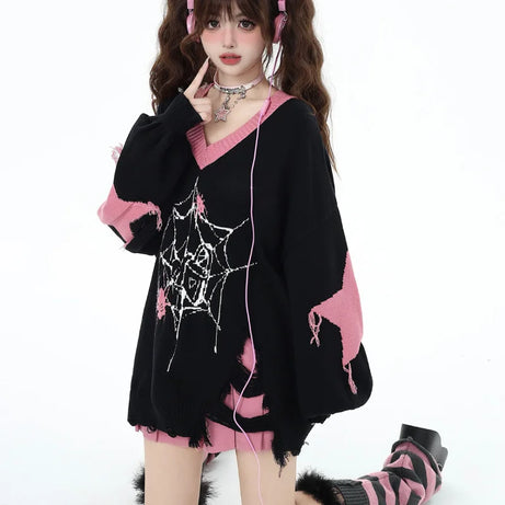 Pink Gothic Web Sweater