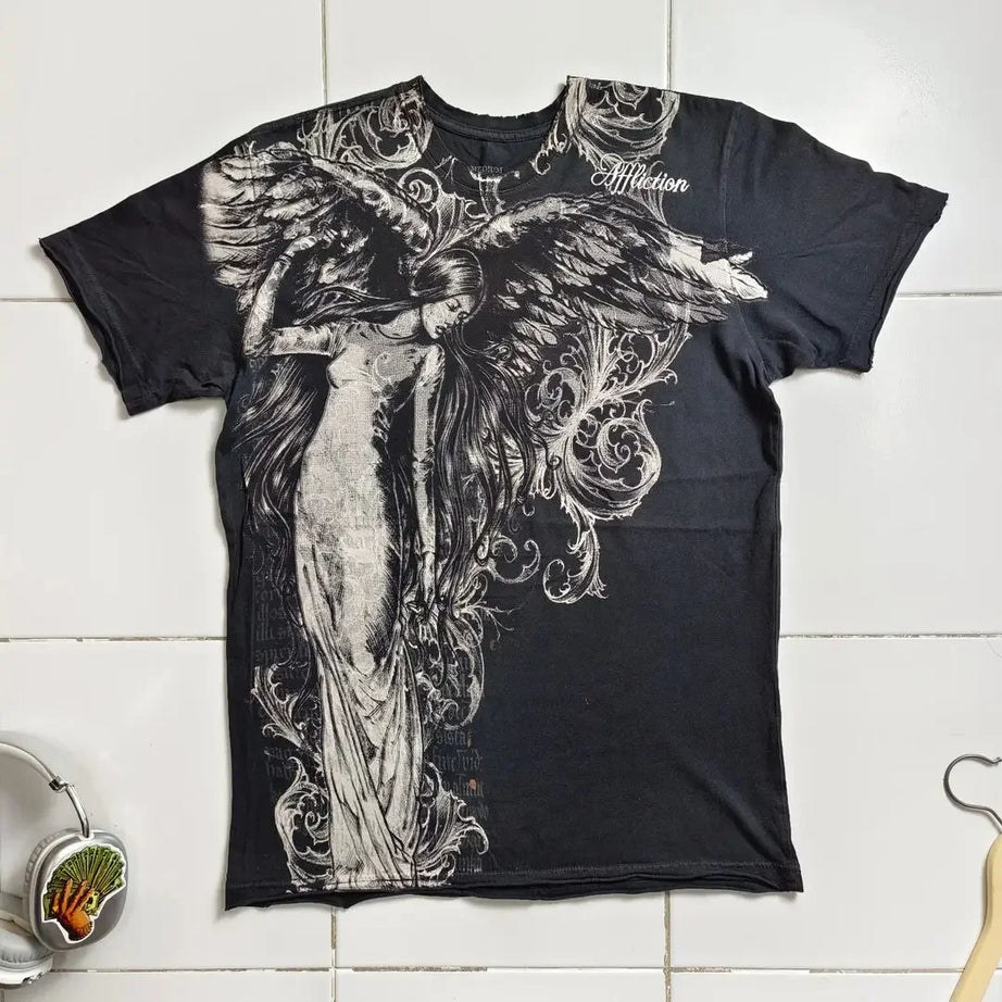 Winged Cross Grunge T-Shirt