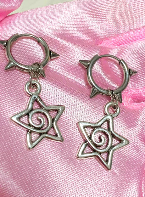 Spiked Star Spiral Earrings