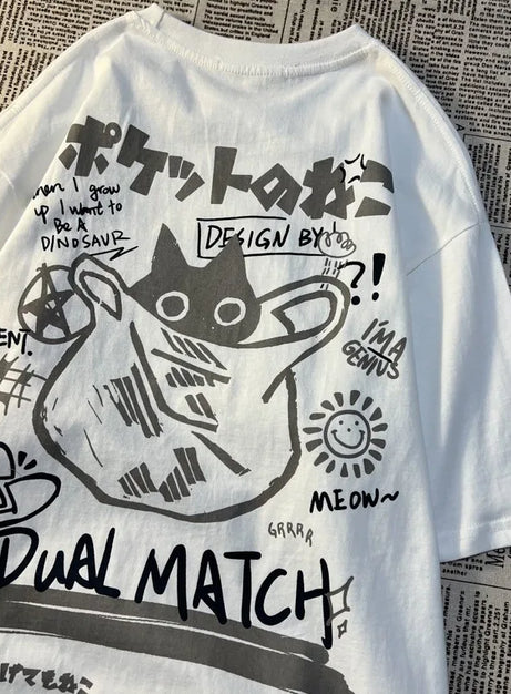 Kawaii Cat Scribble T-Shirt