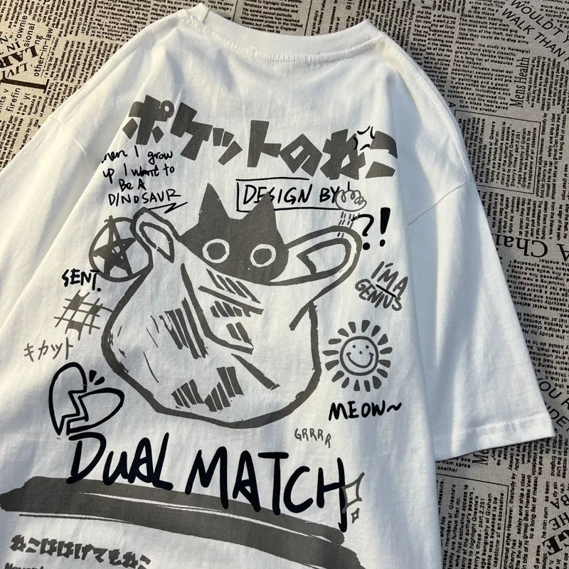 Kawaii Cat Scribble T-Shirt