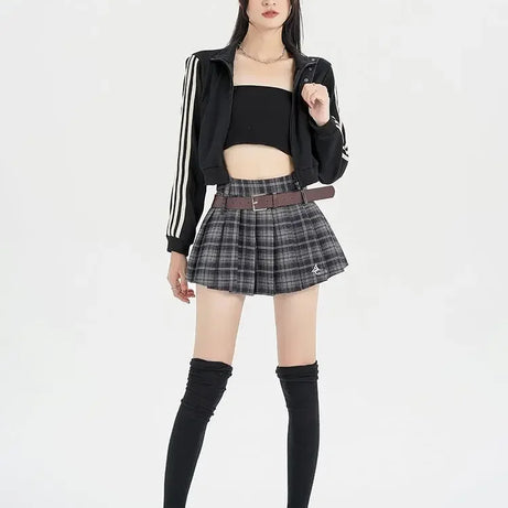 Mocha Grunge Pleated Skirt