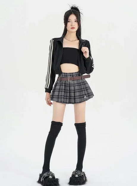 Mocha Grunge Pleated Skirt