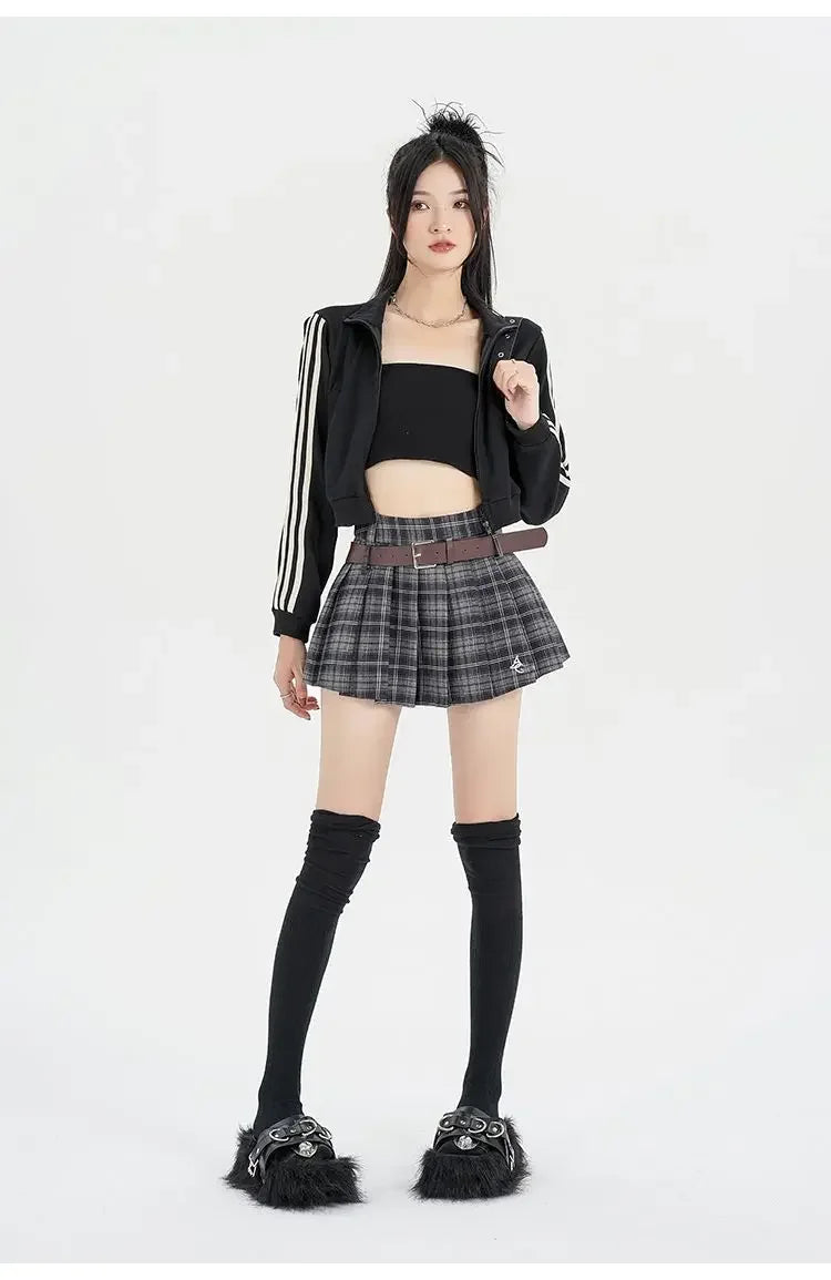 Mocha Grunge Pleated Skirt