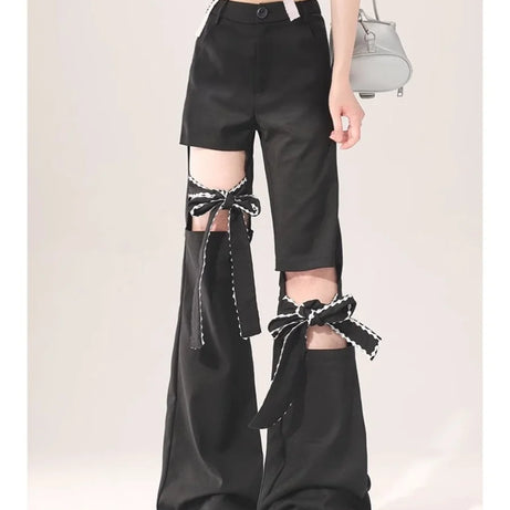 Bow-Tied Cutout Layered Pants