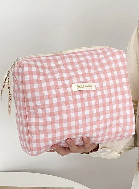 Weiche karierte Kosmetiktasche