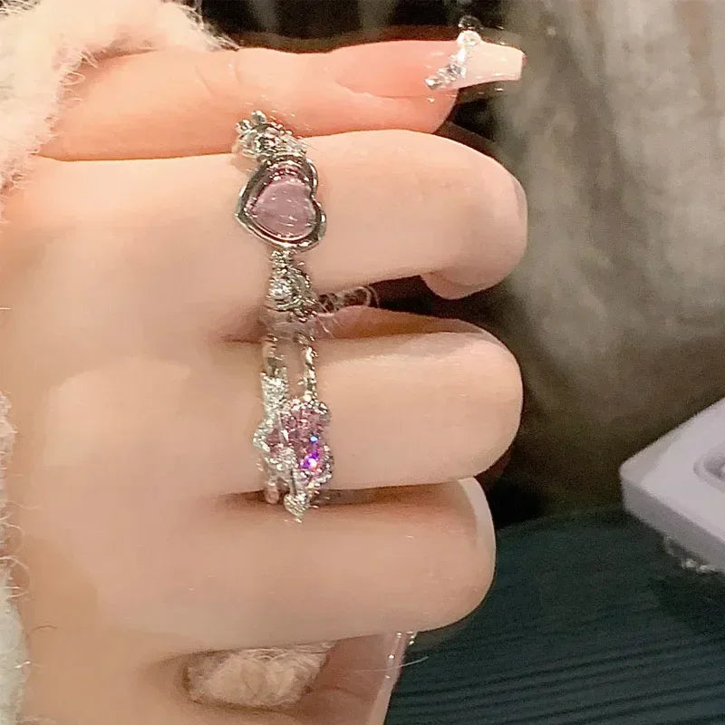 Pink Love Crystal Rings