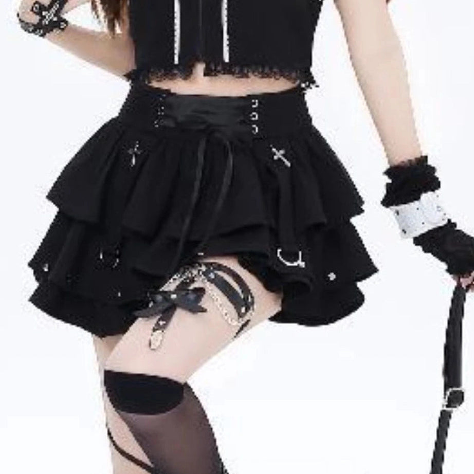Y2k Gothic Layered Corset Skirt