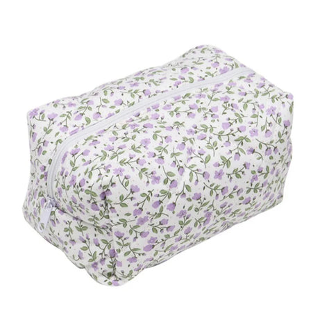 Floral Bloom Quilted Makeup Bag