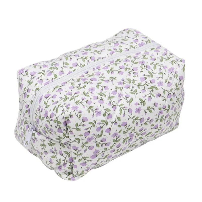 Floral Bloom Quilted Makeup Bag