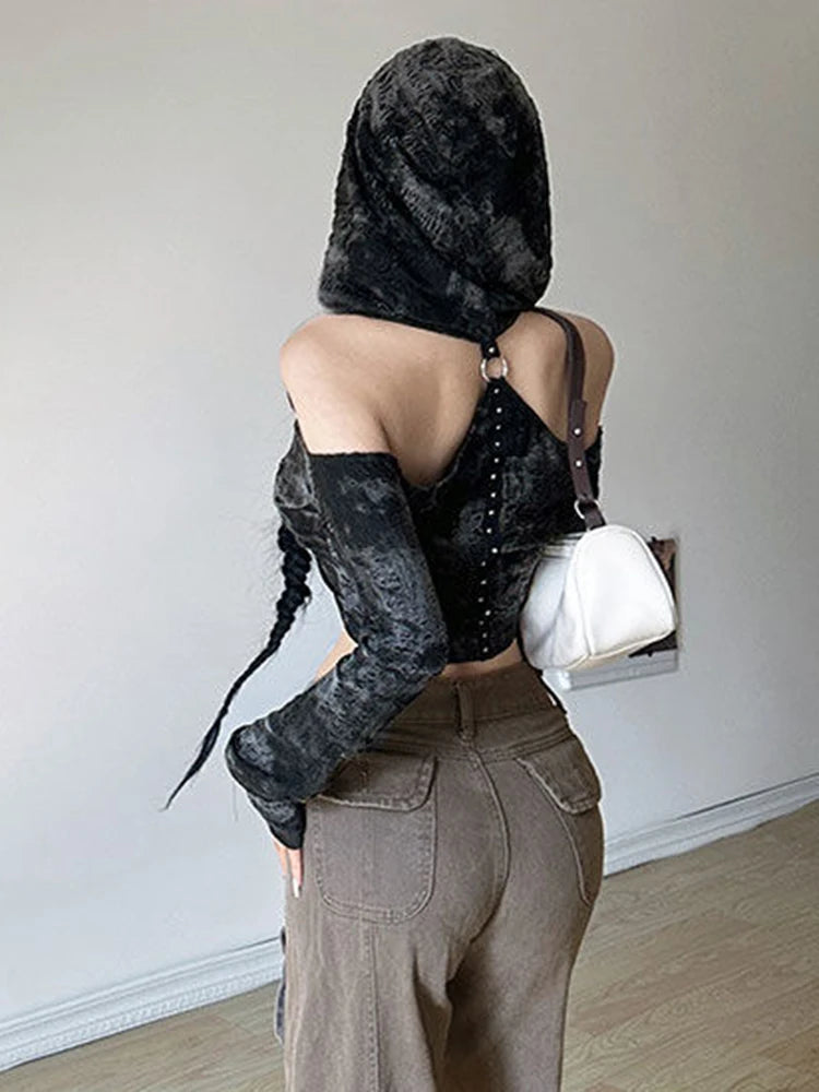 Witchcore Cold Shoulder Hoodie