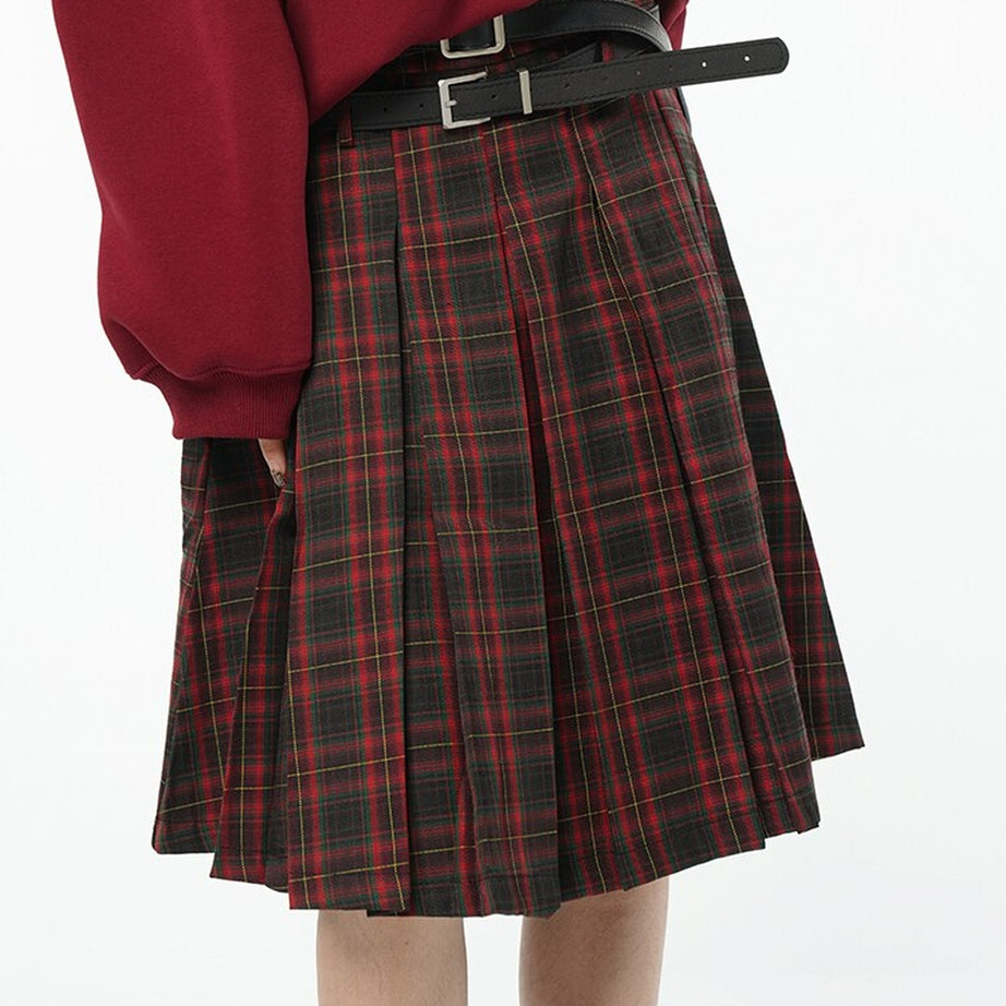 Y2k Red Plaid A-Line Skirt