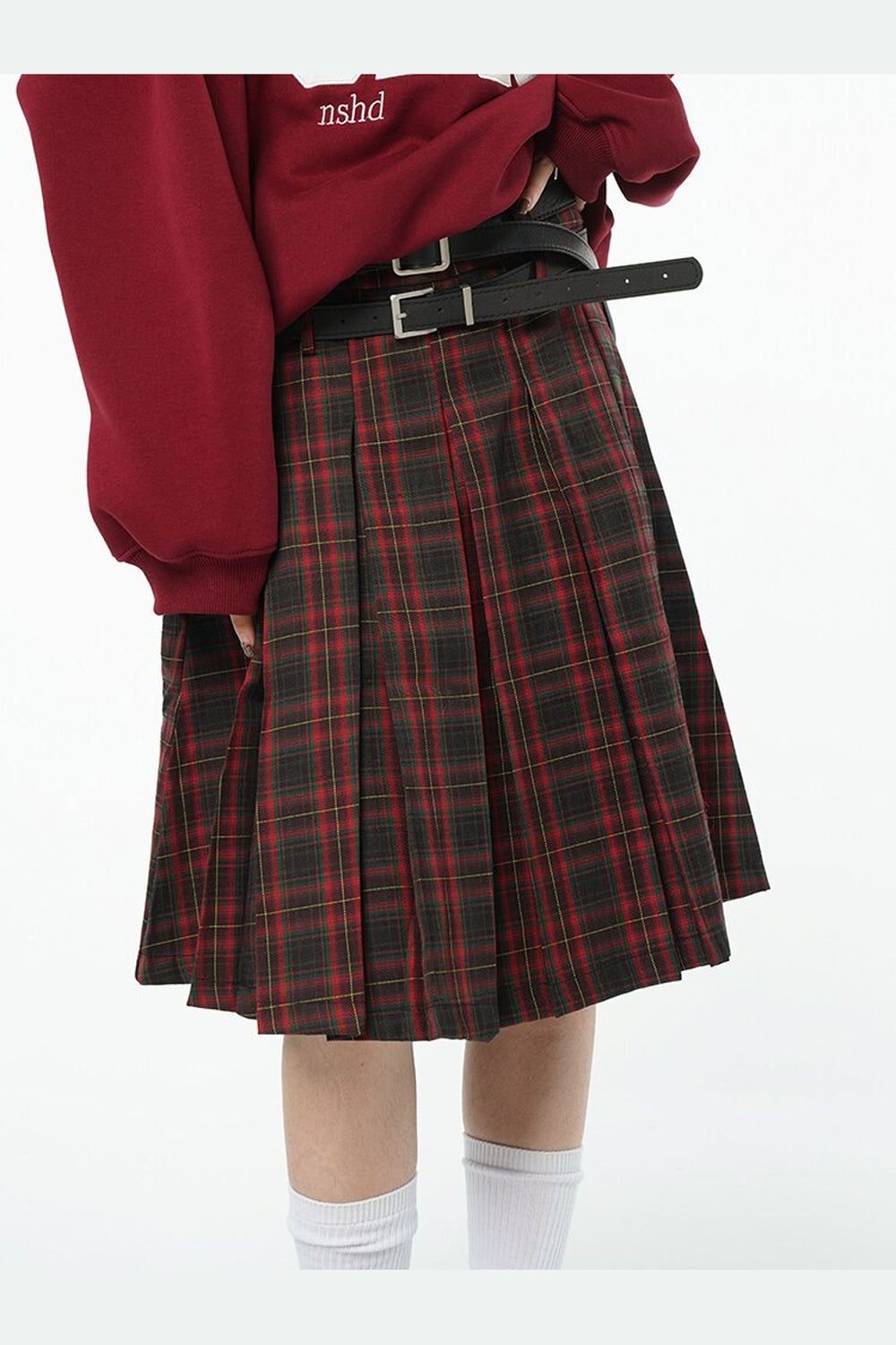 Y2k Red Plaid A-Line Skirt