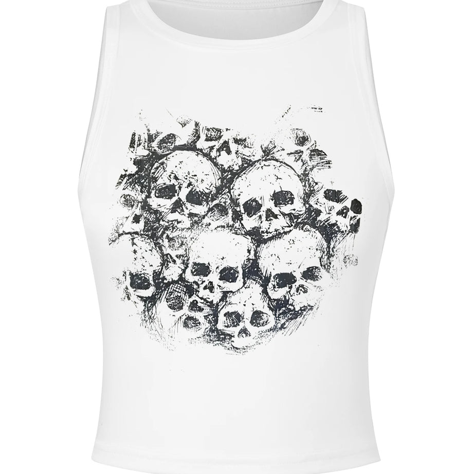 Grunge Skull Print Tank