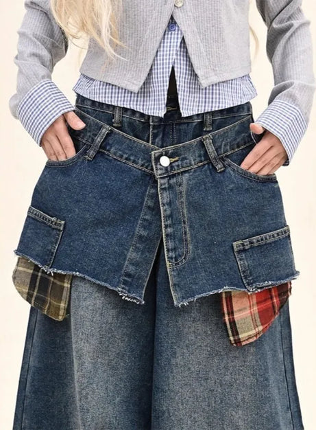 Plaid Clash Statement Jeans