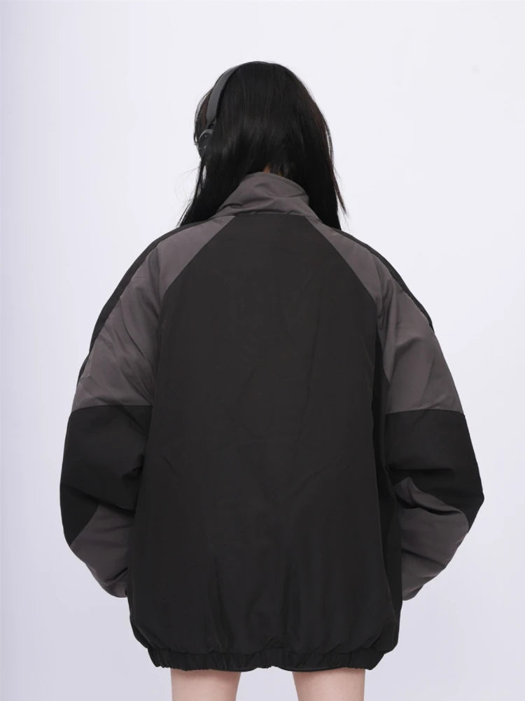 Two-Tone Oversized Windbreaker Jacket