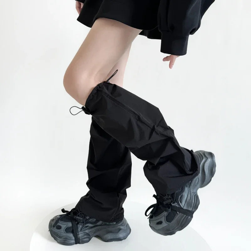 New Women Leg Warmers Tooling Style Quick Dry Drawstring Foot Cover Leg Warmers Y2k Girls Solid Color Loose Long Socks Stockings
