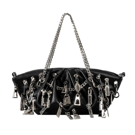 Zipper Storm Chain Shoulder Bag