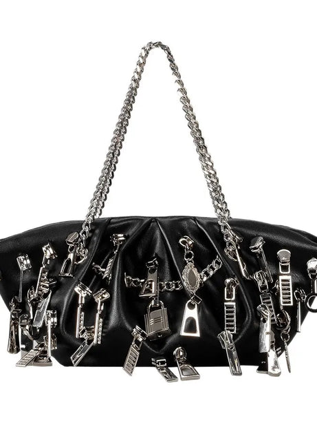 Zipper Storm Chain Shoulder Bag