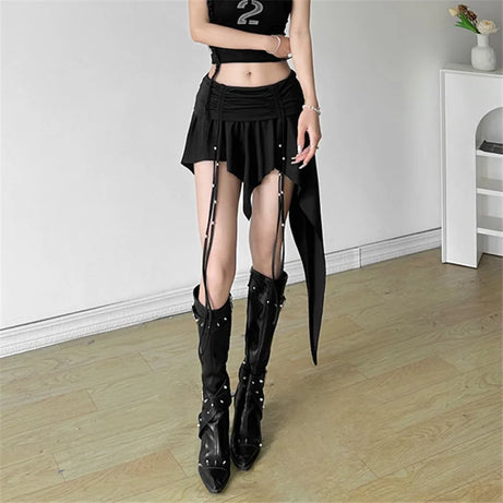 Dagger Lace-Up Hem Skirt