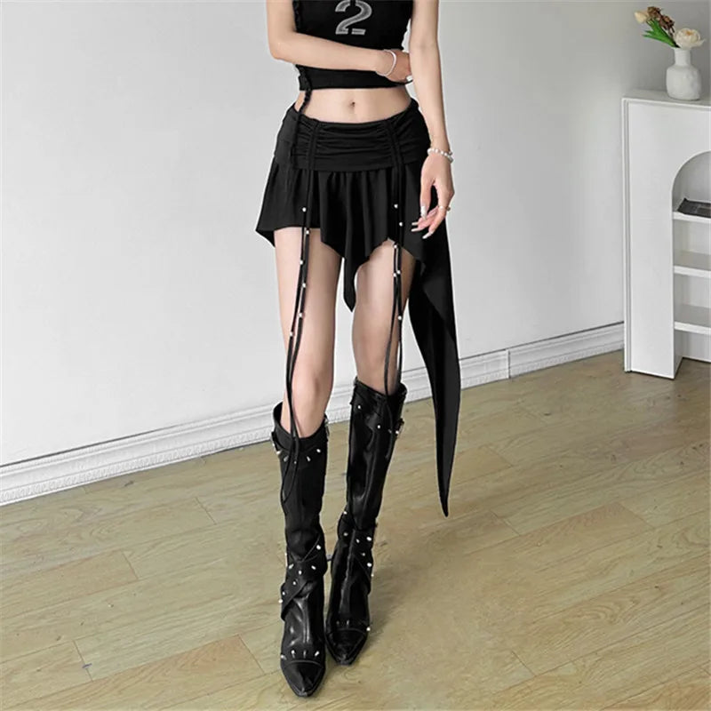 Dagger Lace-Up Hem Skirt