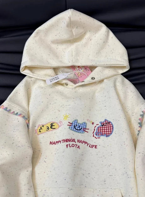 Whimsy Cat-huvtröja med lapp