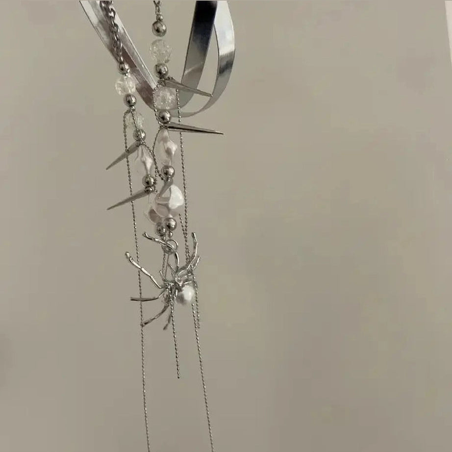 Y2k Spider Queen Pearl Spike Choker