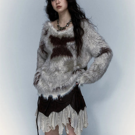 Frostbite Fuzzy Cross Sweater