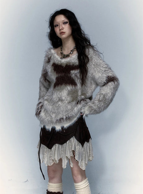 Frostbite Fuzzy Cross Pullover