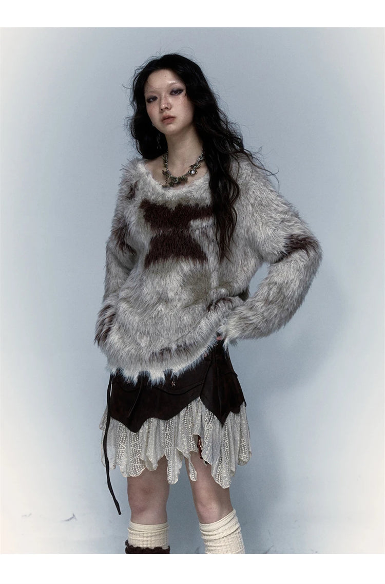 Frostbite Fuzzy Cross Sweater