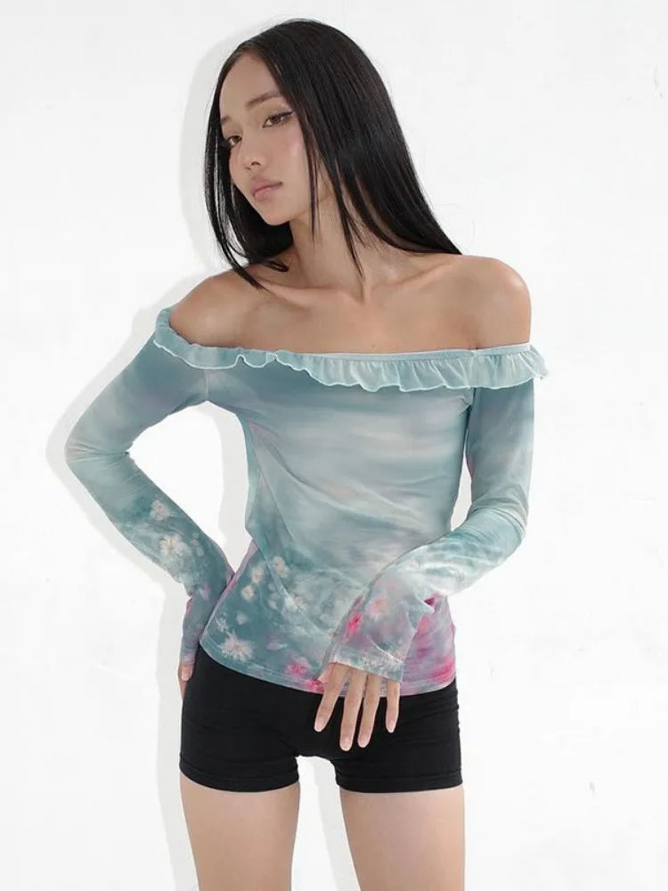 Cloudy Sky Off-Shoulder Top
