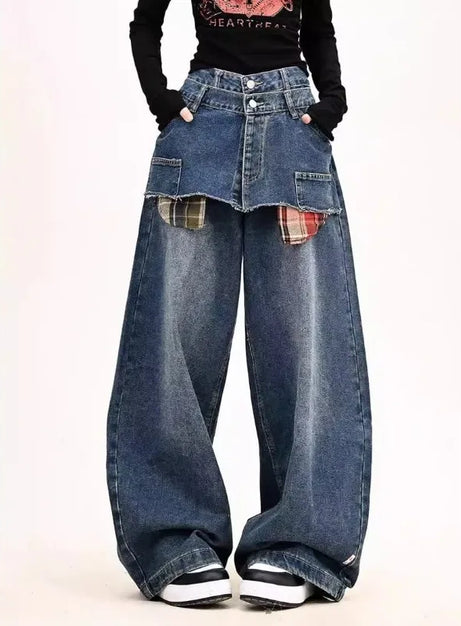 Plaid Clash Statement Jeans