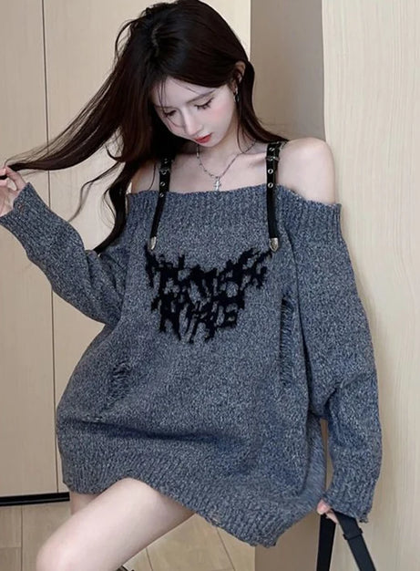 Shadow Straps Off-Shoulder Sweater