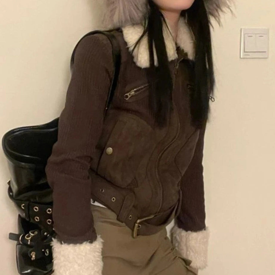 Furry Aviator Bomber Jacket
