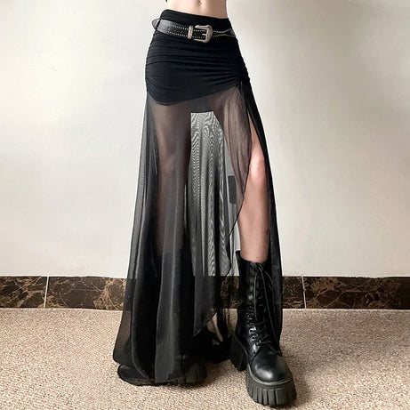 Shadow Veil Sheer Maxi Skirt