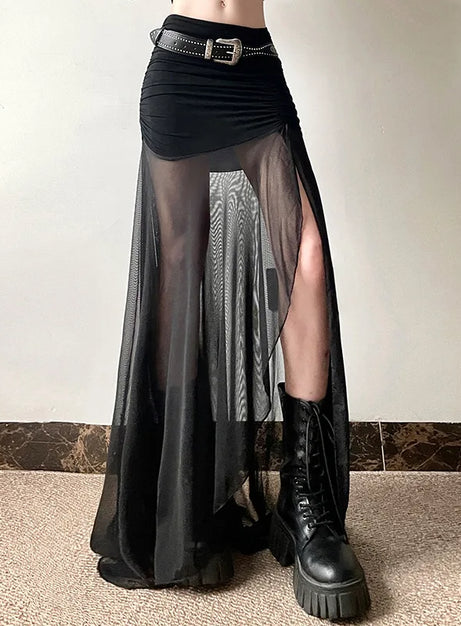 Shadow Veil Sheer Maxi Skirt