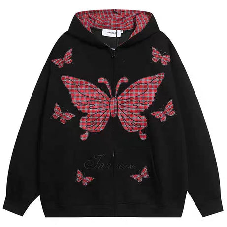 Grunge Flutter Zip-Up Hoodie