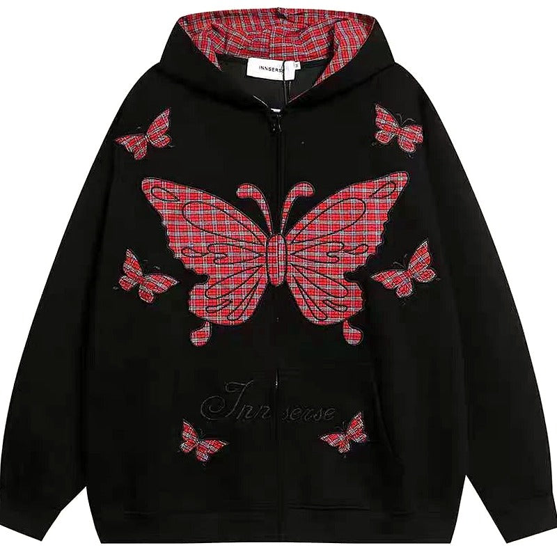 Y2k Butterfly Zip-Up Hoodie