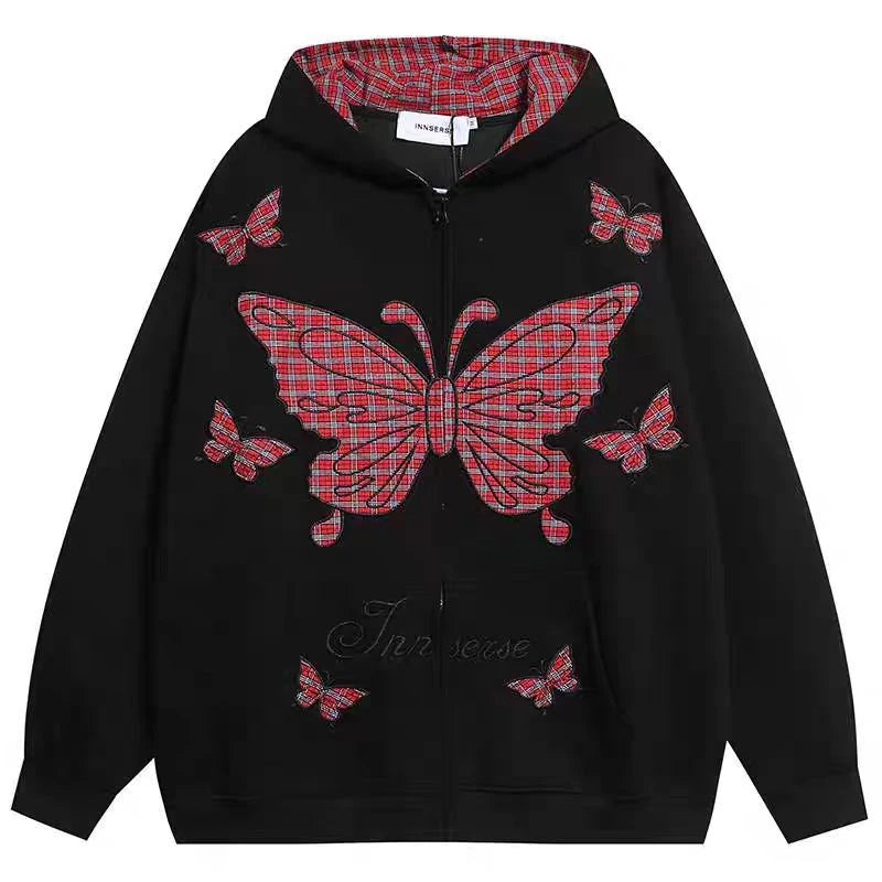 Grunge Flutter Zip-Up Hoodie
