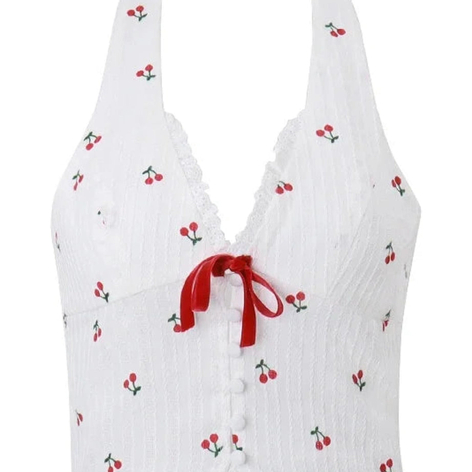 Cherry Blossom Lace-Up Halter Top