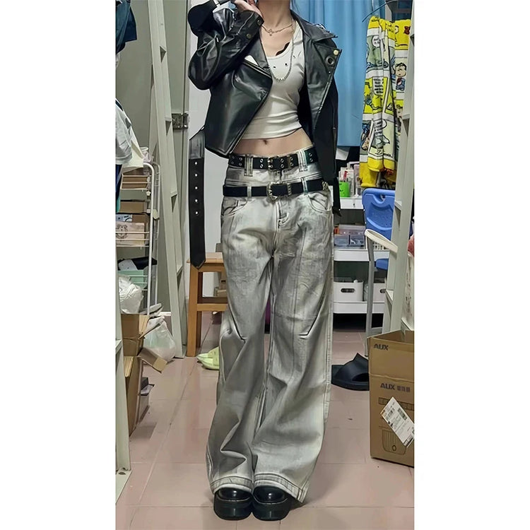 Metallic Cargo Wide-Leg Pants